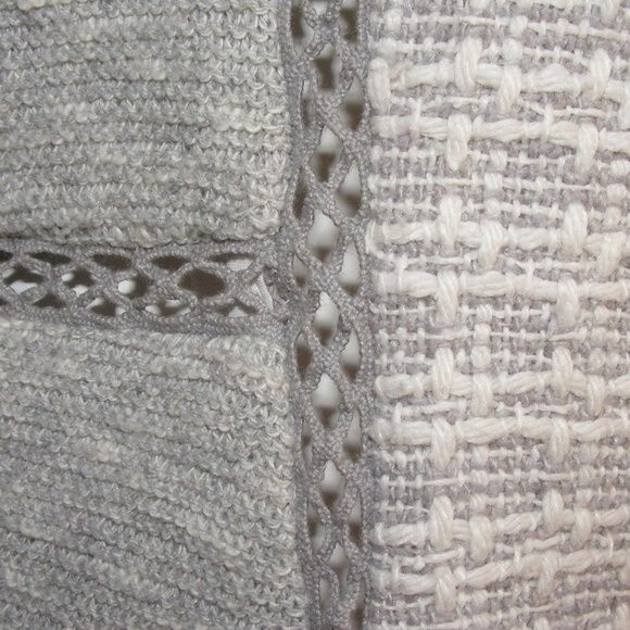 REBECCA TAYLOR Jacket, 6, Bulky Tweed Knit, Color Panels, Crochet seams, Gray - Picture 4 of 11